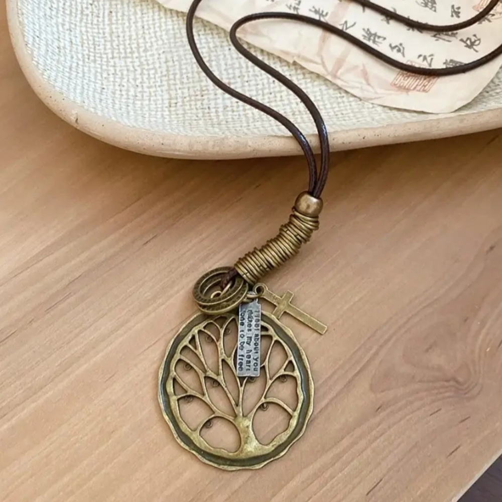 Artisan Brown and Gold Pendant Necklace Collection - Picture 7 of 10